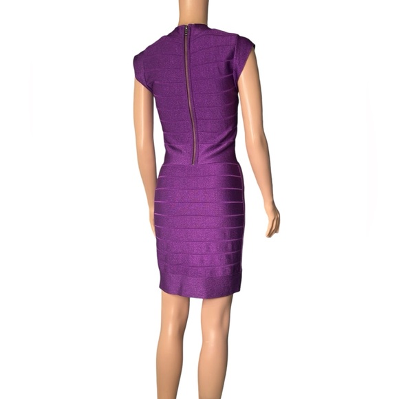 FRENCH CONNECTION Vintage SIZE 6 DEEP PURPLE BANDAGE BODYCON MINI stretchy DRESS - Picture 8 of 12